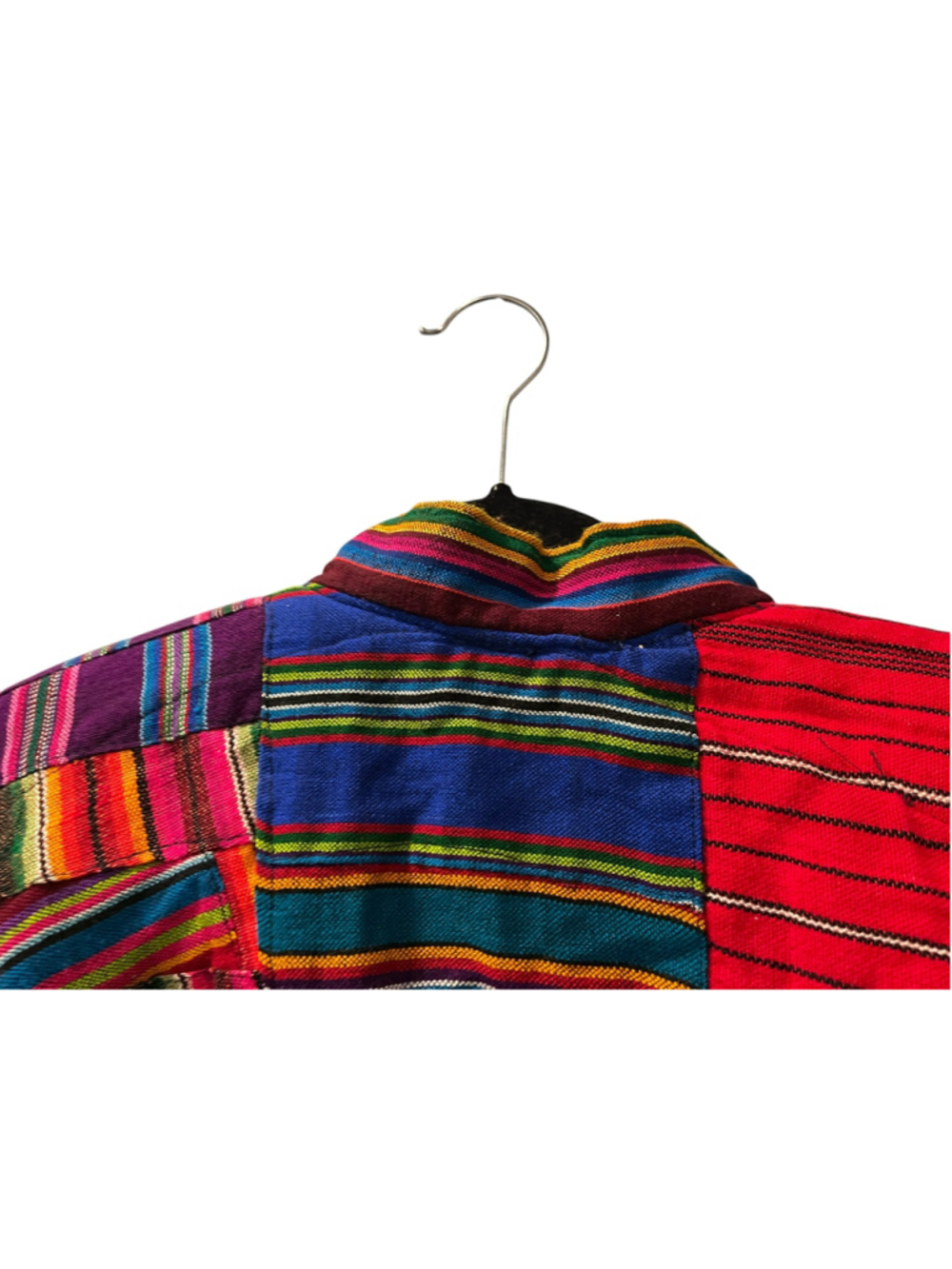 Vintage 90s Guatemalan Patchwork Bomber Jacket Woven Boho Hippie Festival Medium - Picture 8 of 13